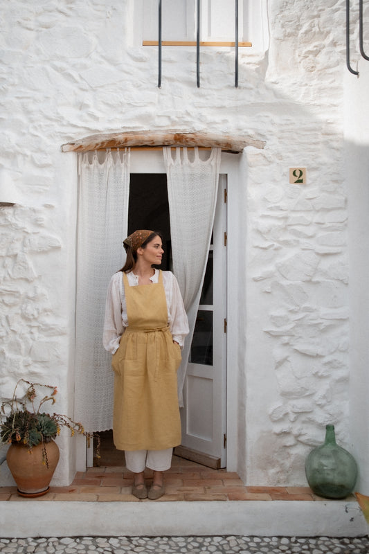 Delantal de lino Emmy · Amarillo