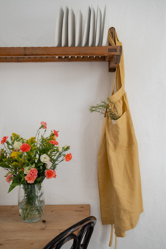 Delantal de lino Emmy - amarillo
