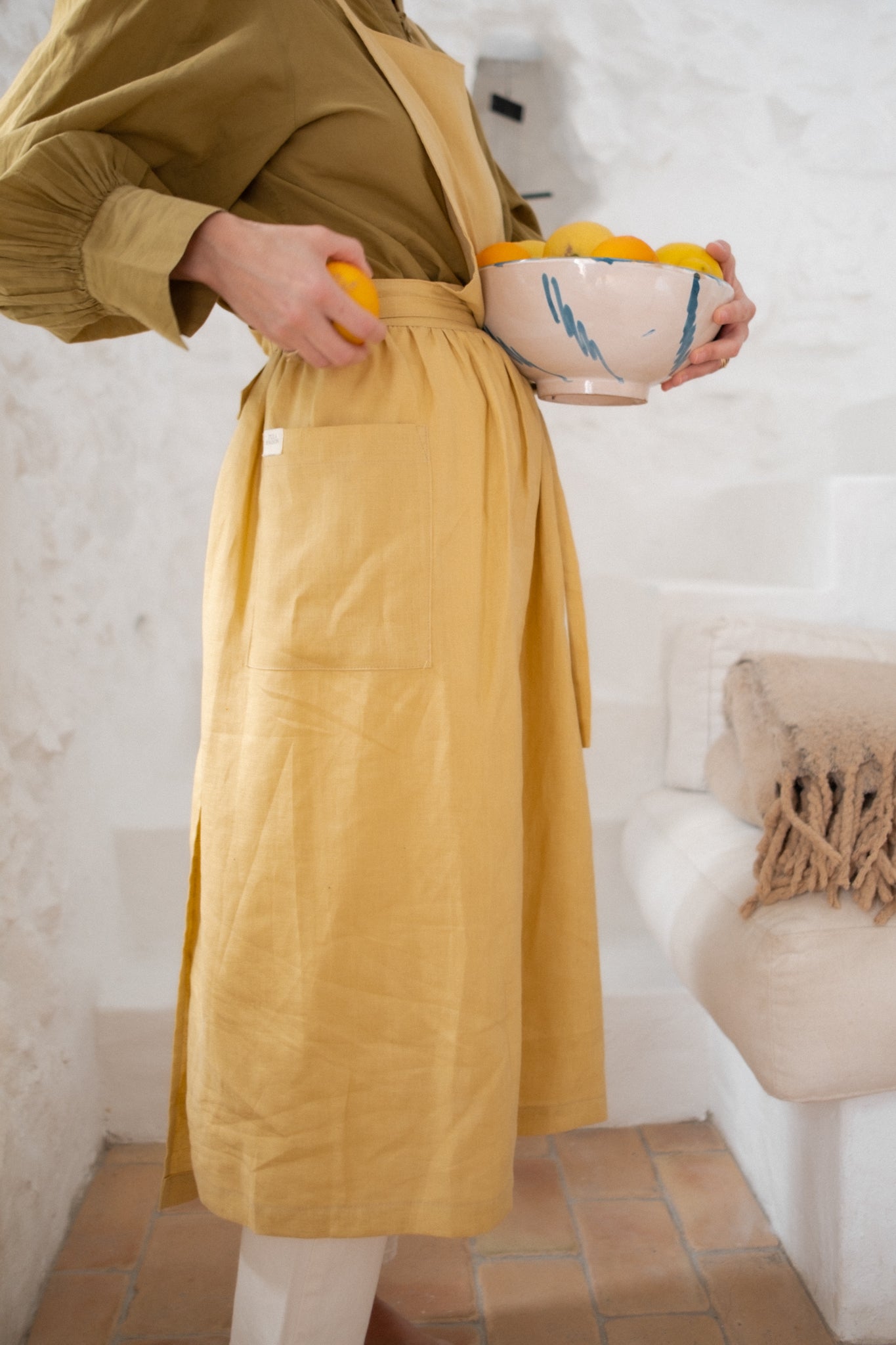 Delantal de lino Emmy - amarillo