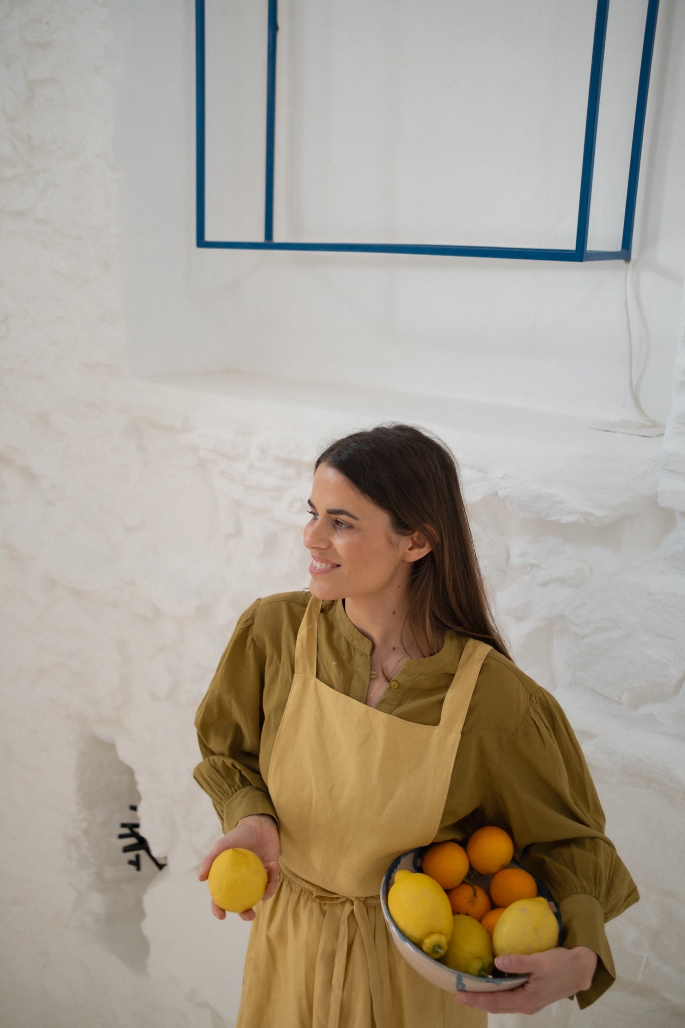 Delantal de lino Emmy - amarillo